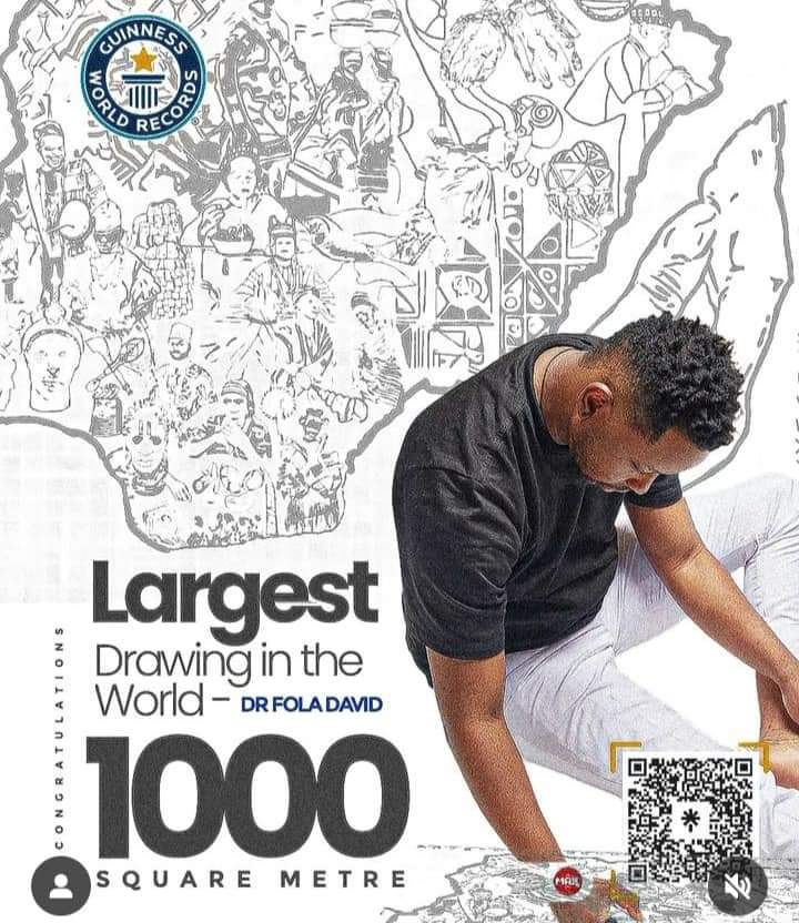 Fola David Receives His Guinness World Record Plaque for the Largest Drawing by an Individual
